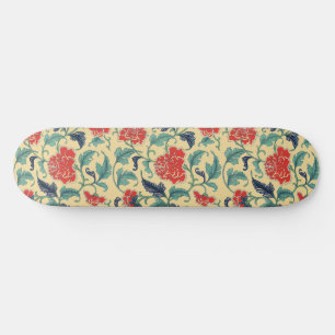Skateboard Arte Antiguo Chinoisería Floral Roja Nouveau Chino