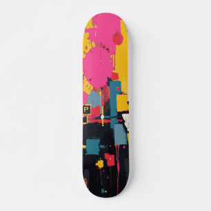 Skateboard Arte callejero abstracto de salpicaduras de pintur
