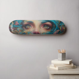 Skateboard Arte callejero con aerógrafo de rostro de sirena s