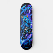 Arte Callejero Neon Azul Monstruo Lightning Rush