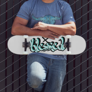 Skateboard Arte Callejero Urbano De Fe Bendita Letra A Mano