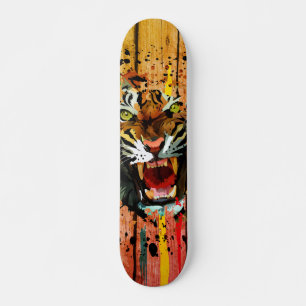 Skateboard Arte callejero urbano de goteo de pintura de tigre