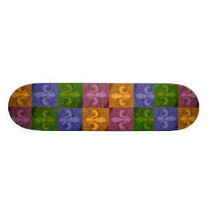 Skateboard Arte colorido de la flor de lis de New Orleans