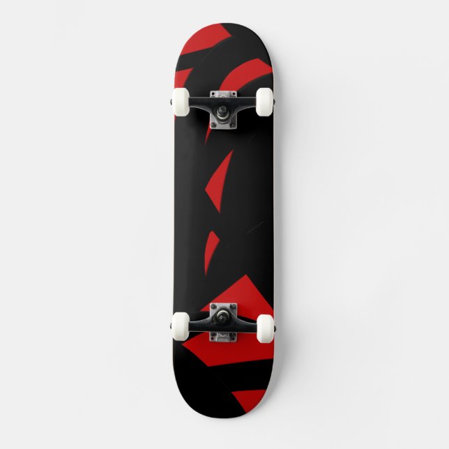 Skateboard Arte contemporáneo rojo y negro (Anverso)