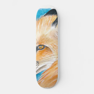 Skateboard Arte cutáneo rojo Fox Watercolor