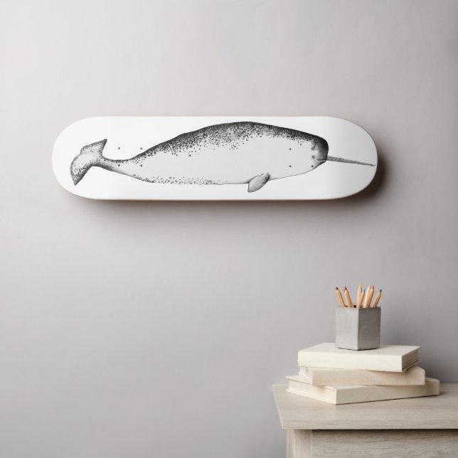 Skateboard Arte de ballena de Ilustracion mágico de Narwhal U (Arte de pared (horz))