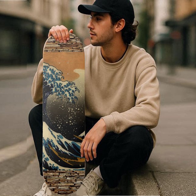 Skateboard Arte de época El Gran Océano Artista Japonés (Vintage Art The Great Wave Japanese Artist Ocean Skateboard)