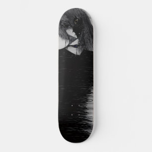 Skateboard Arte de Fantasía Anime Oscura Cuervo y Demonio
