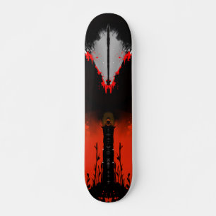 Skateboard Arte de Fantasía Anime Oscura Cuervo y Demonio
