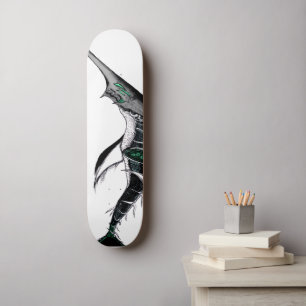 Skateboard Arte de Fantasía Anime Oscura Cuervo y Demonio