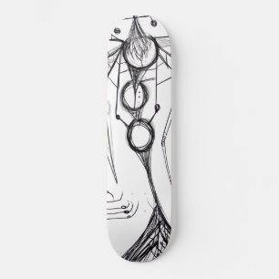 Skateboard Arte de Fantasía Anime Oscura Cuervo y Demonio