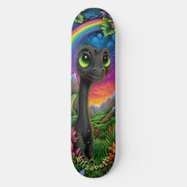 Skateboard Arte de fantasía de dinosaurios lindos montañas fr