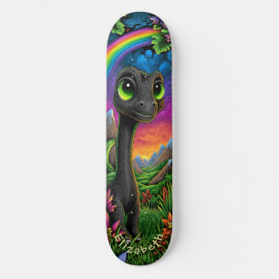 Skateboard Arte de fantasía de dinosaurios lindos montañas fr