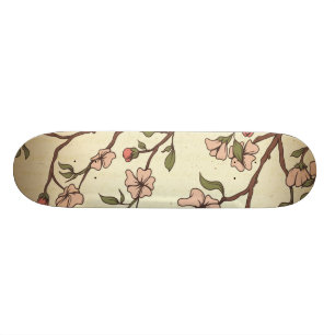 Skateboard arte de flor de cerezo de estilo vintage