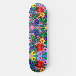 Skateboard Arte de flores luminosas abstractas