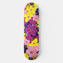 Skateboard Arte de flores luminosas abstractas