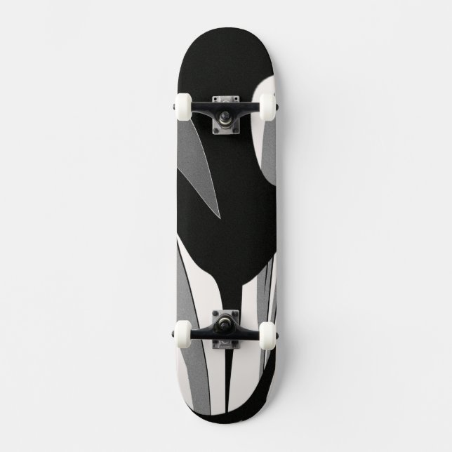 Skateboard Arte de formas en blanco y negro (Anverso)