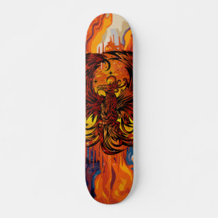 Skateboard Arte de Fuego del Fénix Ascendente con Pintura de 