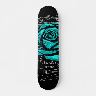 Skateboard Arte de grafiti de rosa robusta azul verdoso • Est