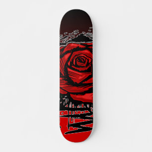 Skateboard Arte de grafiti de Rosa Ruda – Flor Urbana Roja