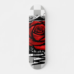 Skateboard Arte de grafiti de Rosa Ruda – Flor Urbana Roja