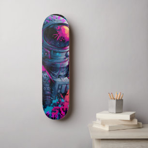 Skateboard Arte de grafiti neón de astronauta – Edición limit