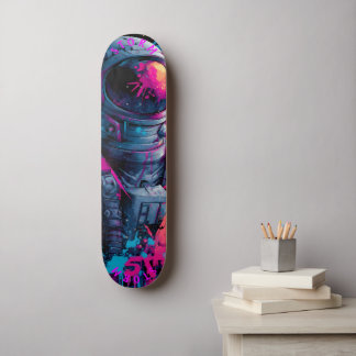 Skateboard Arte de grafiti neón de astronauta – Edición limit