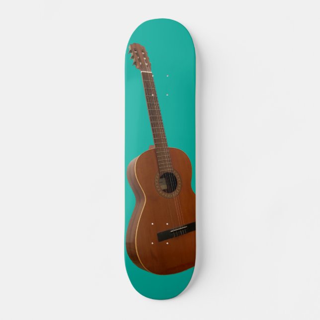 Skateboard Arte de guitarra clásico impreso en verde piscina (Anverso)