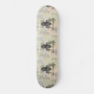 Skateboard Arte de ilustración vintage de abeja trabajadora
