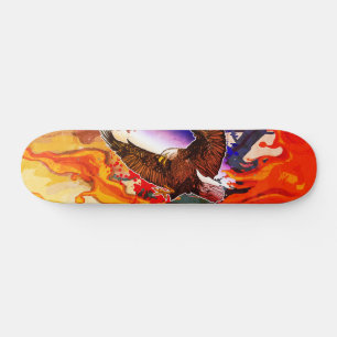 Skateboard Arte de la libertad en llamas del águila calva maj