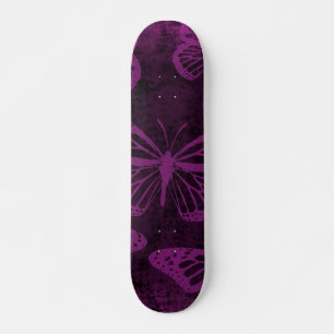 Skateboard Arte de la línea de mariposa de monarca negra y pú