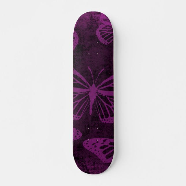 Skateboard Arte de la línea de mariposa de monarca negra y pú (Anverso )