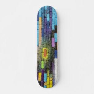 Skateboard Arte de ladrillo abstracto colorido