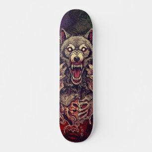 Skateboard Arte de lobo demonio salvaje multi-cefálico