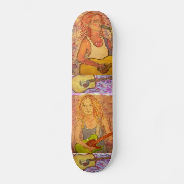 Skateboard Arte de los chicas de la guitarra (Anverso)