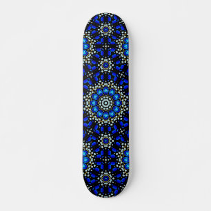 Skateboard Arte de mandala geométrico abstracto azul Diseño