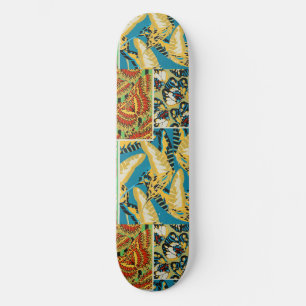 Skateboard Arte de Mariposa Art Déco Amarillo y Turquesa Vibr