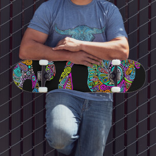 Skateboard Arte de patrón pintado a mano y digitalmente 28