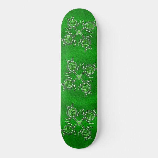 Skateboard Arte de puntos de tortuga verde, (Anverso)