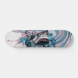Skateboard Arte de remolino de pintura de tiburón de algodón 