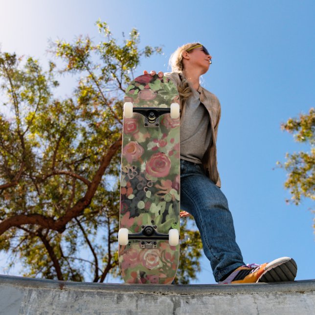 Skateboard Arte de rosas rojas (Exterior 1)