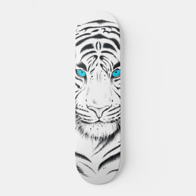 Skateboard Arte de tinta de tigre blanco en Bengala (Anverso)
