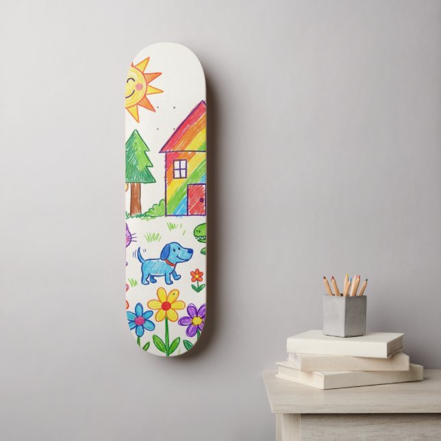 Skateboard Arte de tu hijo único personalizado (Arte de la pared)