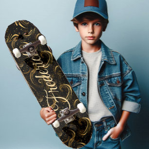 Skateboard Arte decorativo moderno con remolinos de hoja dora
