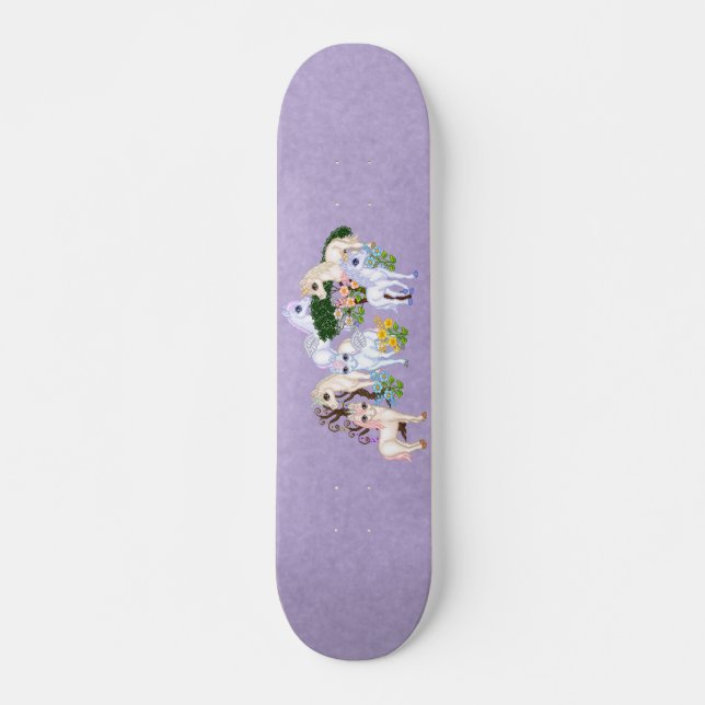 Skateboard Arte del pixel del jardín del unicornio (Anverso )