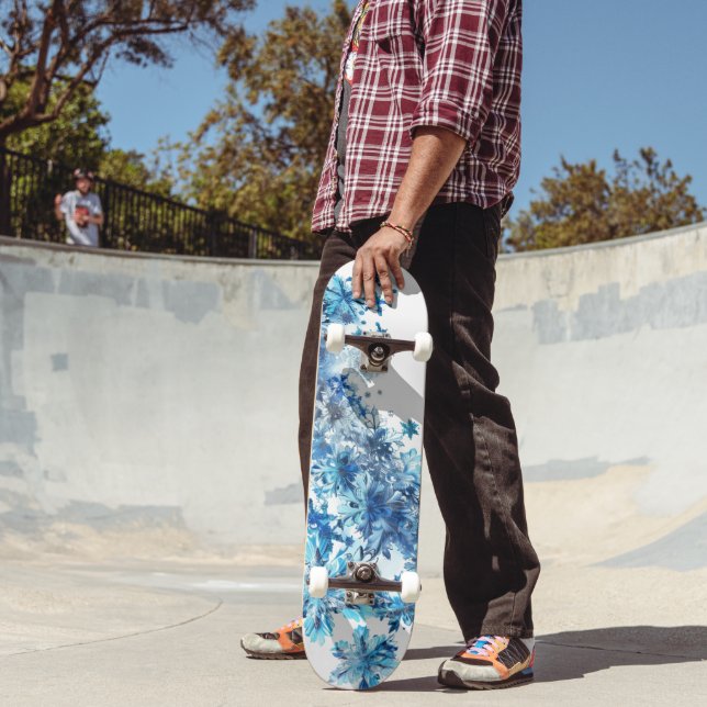 Skateboard Arte digital Blue Snowflakes (Exterior 2)