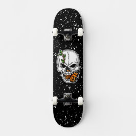 Skateboard Arte digital Skull and Monarch Butterfly