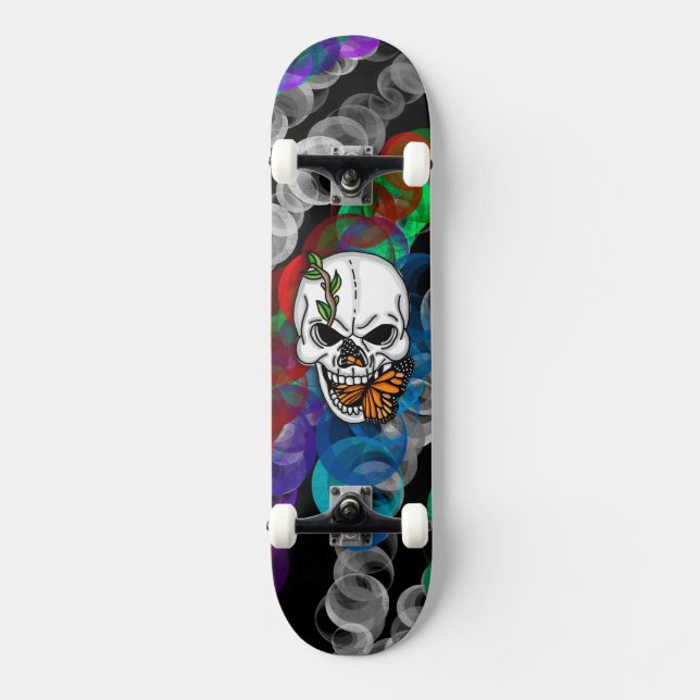 Skateboard Arte digital Skull and Monarch Butterfly    (Anverso)