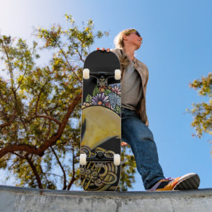 Skateboard Arte floral de la banda de cuernos francesa