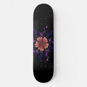 Skateboard Arte floral folklórico caprichoso de cobre y púrpu